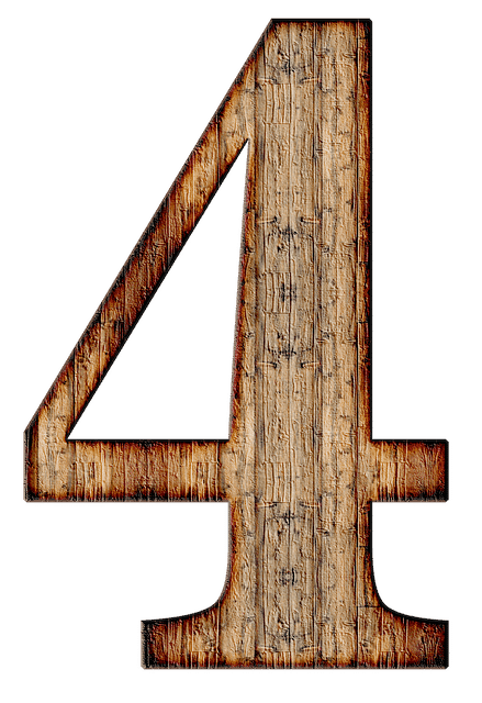 Large Wooden number four