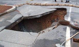 Large sinkhole under concrete