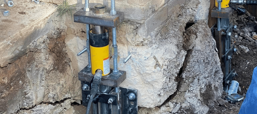 Piers installed around a house's foundation